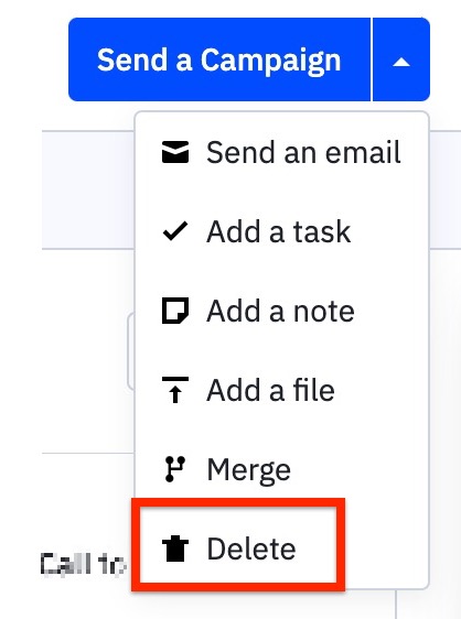 Delete option in the Action dropdown in a contact record.jpg
