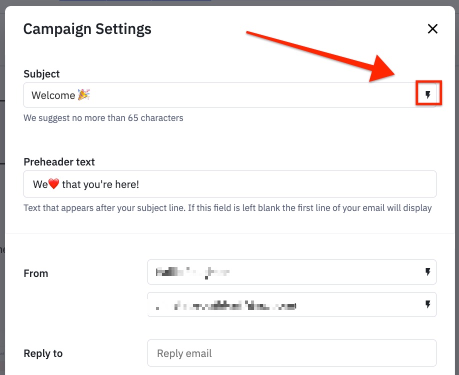 Personalization Icon in the Campaign Settings.jpeg