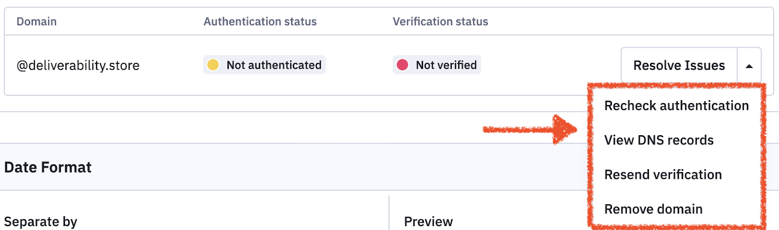 Recheck authentication or View DNS record button.png