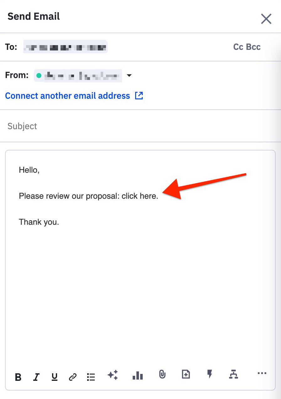 Exemple de texte dans un e-mail personnalisé utilisant 