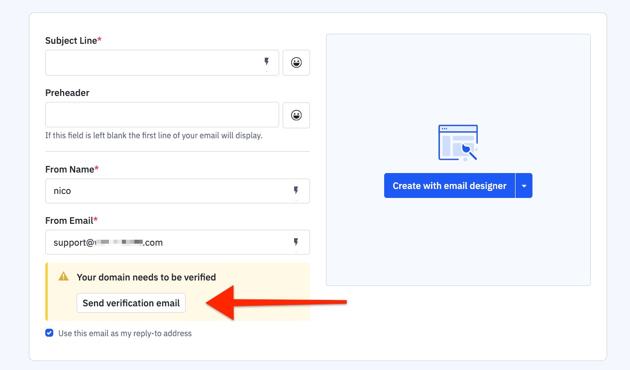 Invia email di verifica