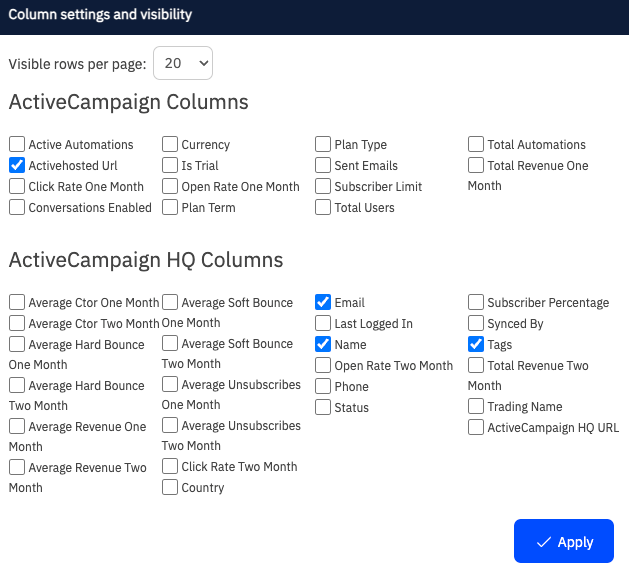 Configurações das colunas e visibilidade da ACHQ Accounts.png