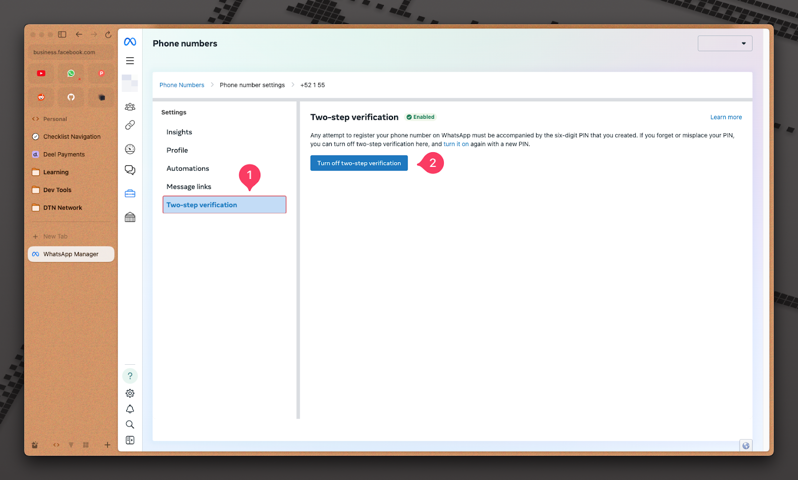 2FA deaktivieren Klicken Sie auf die Registerkarte Zwei-Faktor-Authentifizierung und dann auf 2FA deaktivieren.png