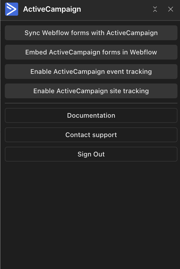 Webflow ActiveCampaign modal with options.png