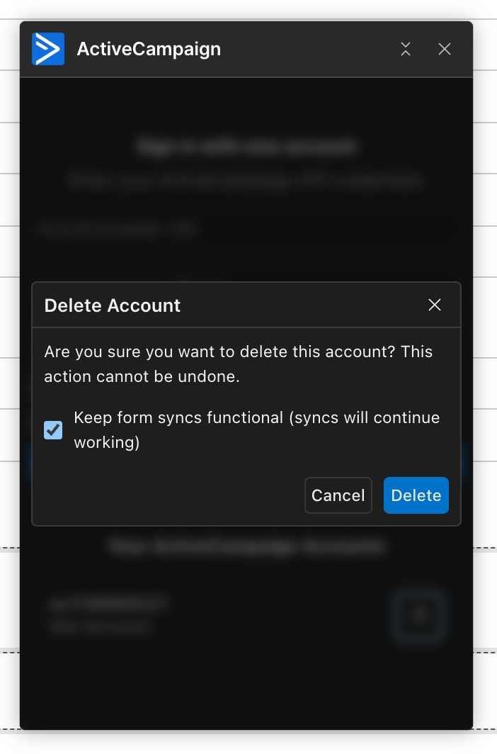 Delete ActiveCampaign account warning in Webflow.png