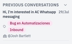 A list of previous conversations