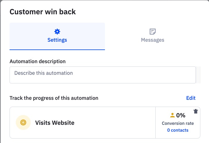 This image shows the conversion you selected for tracking the automation. 