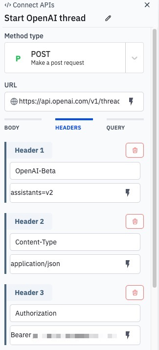 Example of the Connect APIs flow step configuration.