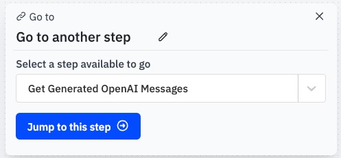 Example of the Go to step configuration. 