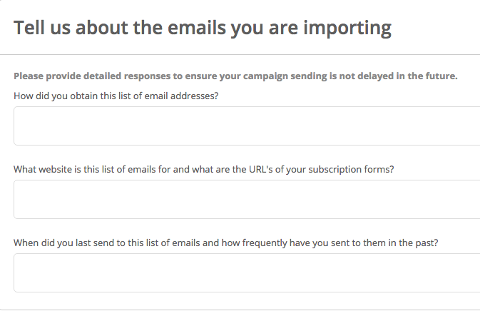 Three questions listed that helps you provide detailed responses to ensure that your email campaign sending is not delayed in the future. 
