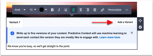 Add a variant button.