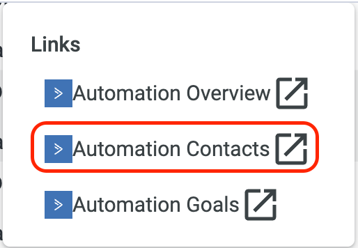 Modal window showing three report links.