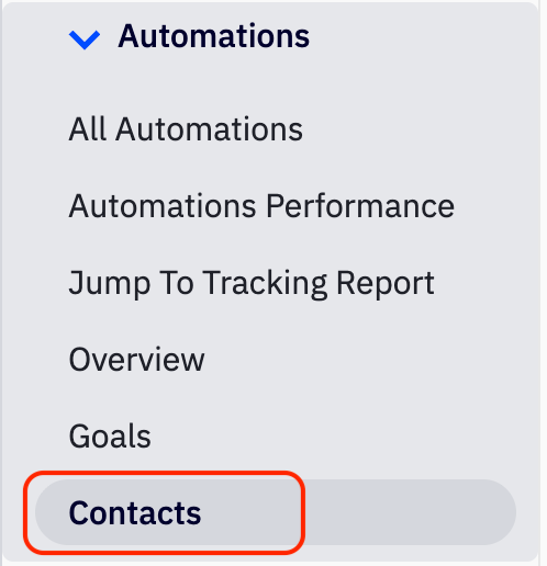 Automations reports section on the left panel of the Reports page.