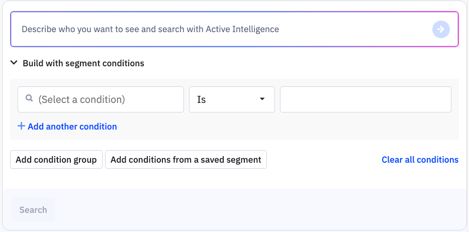 Segment builder on the Segments page.