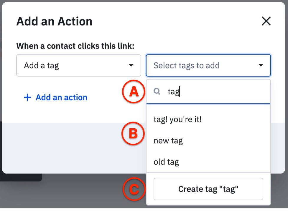 Define the value of the action in the add an action modal.png