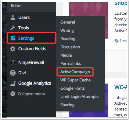 In_WordPress_hover_over_paramètres_and_click_the_ActiveCampaign_option.png