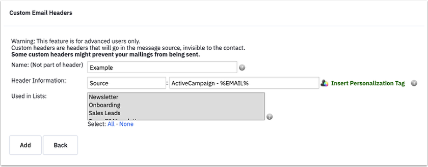 Header email personalizzate modali compilate con Nome come esempio Fonte di informazioni sull'header ActiveCampaign - %EMAIL%.png