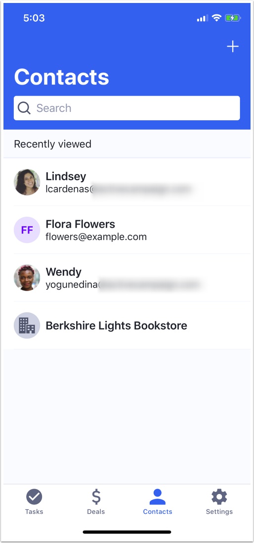 Example_of_Contacts_in_ActiveCampaign_mobile_app_with_recent_searches_listed.jpeg
