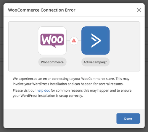 WooCommerce connection error image
